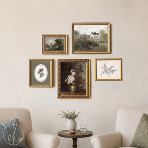 Vintage Floral Wall Art Gallery Set | Framed Botanical Flower Prints | Antique Style Wall Decor | G16