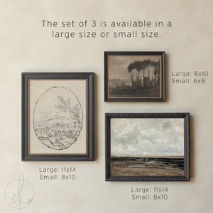Vintage Framed Gallery Wall Set of 5 | Neutral Landscape Art Prints | Antique Gold Wall Decor | G17