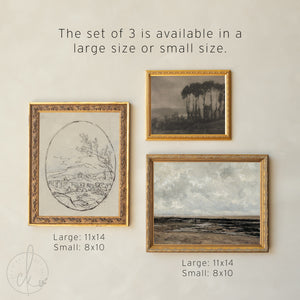 Vintage Framed Gallery Wall Set of 5 | Neutral Landscape Art Prints | Antique Gold Wall Decor | G17