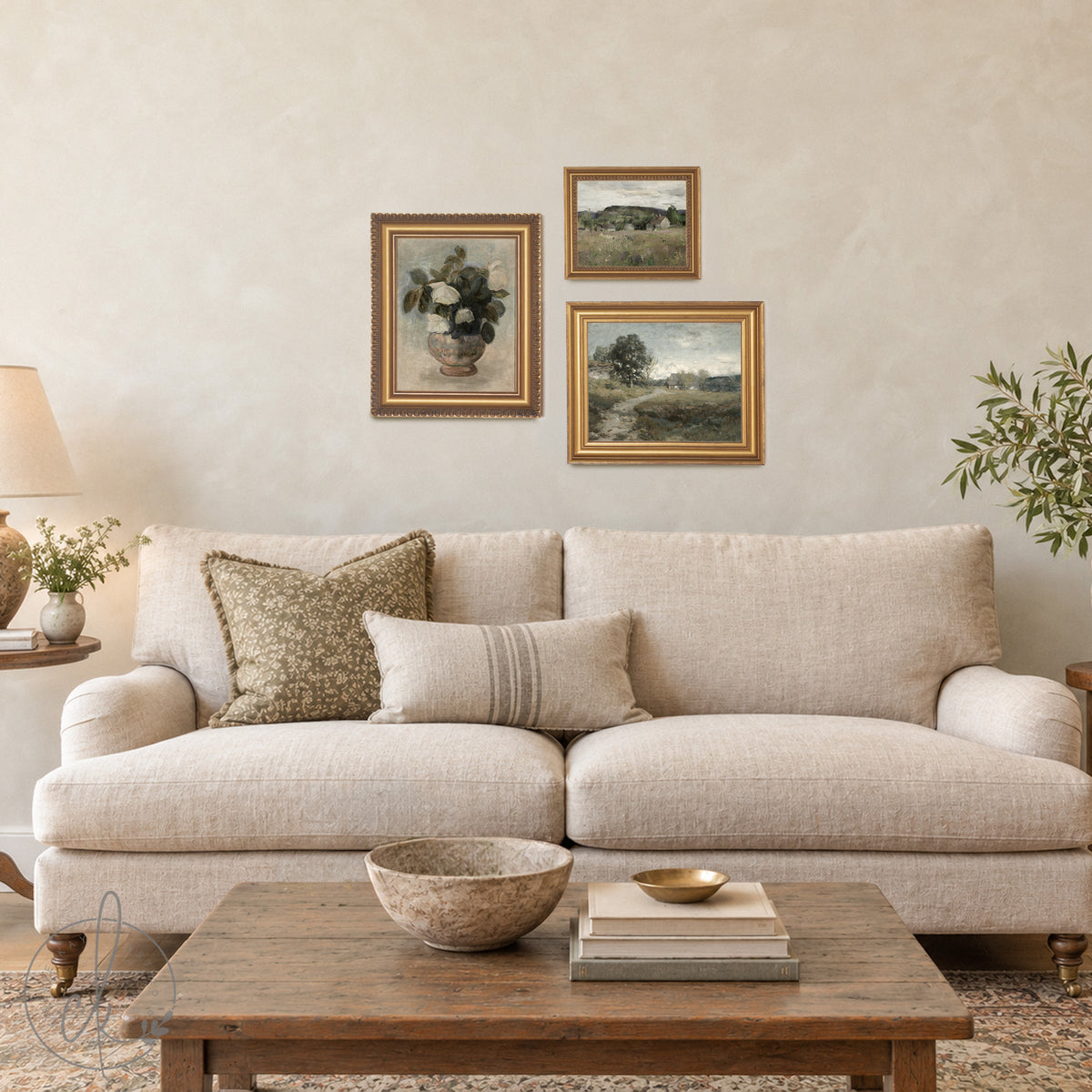 Vintage Landscape Prints | 5 Gallery Wall Prints in Ornate Gold Frames | Hallway and Living Room Wall Art | G22-1