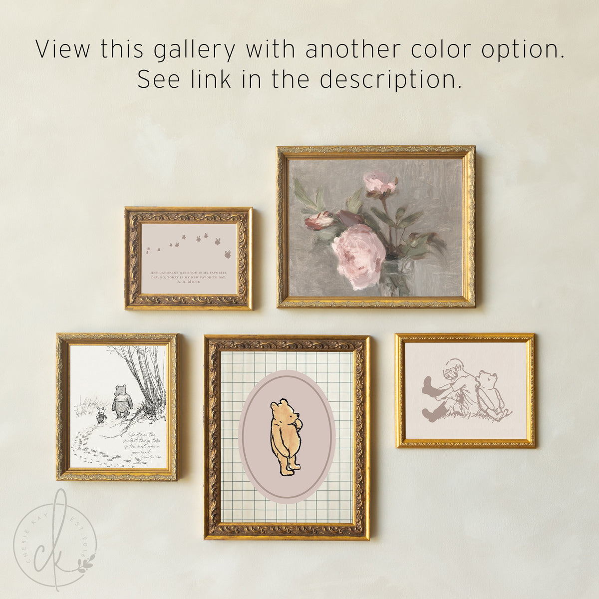 Winnie the Pooh Wall Decor Set | Vintage Nursery Gallery Wall Art | Framed Storybook Prints | G26