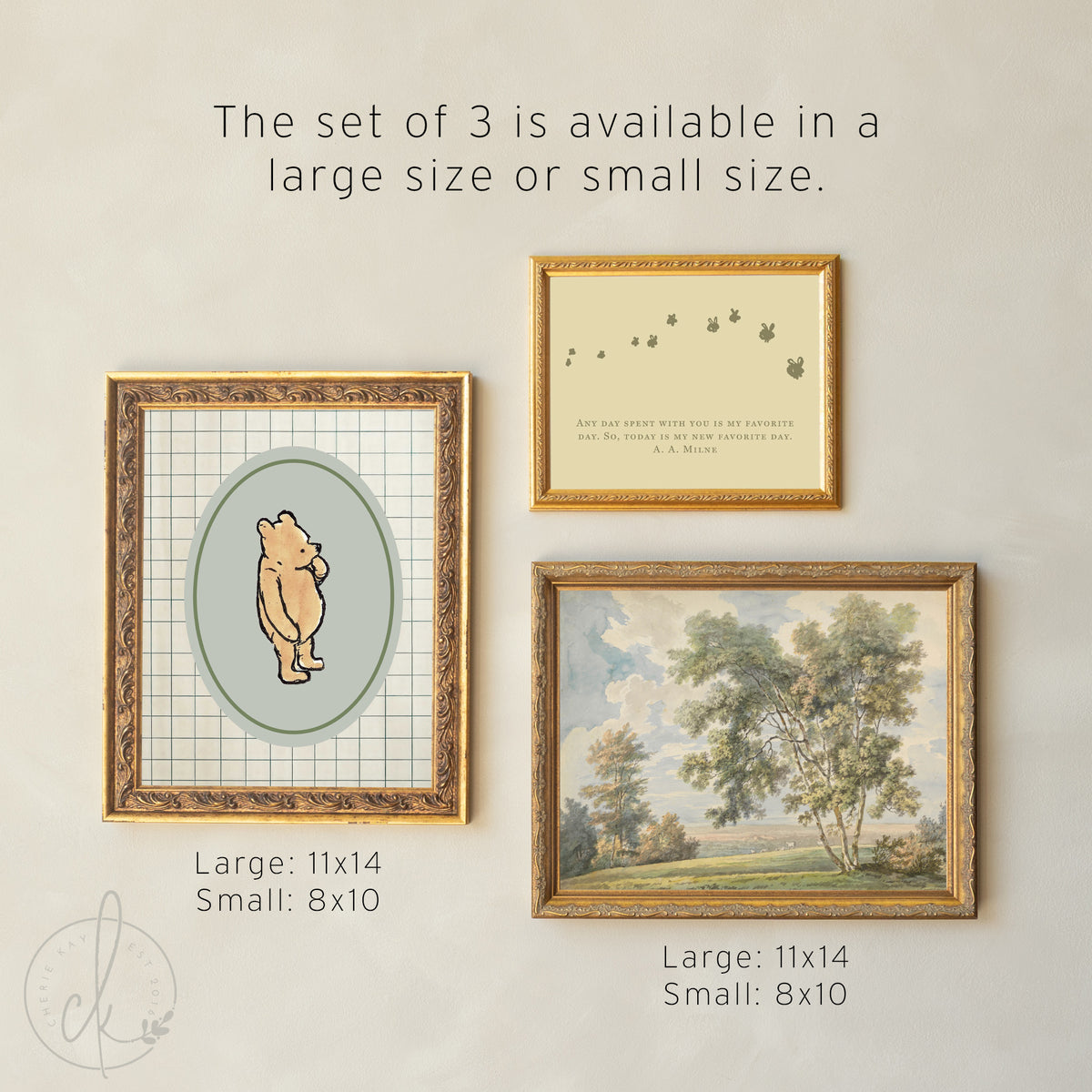 Winnie the Pooh Wall Decor Set | Vintage Nursery Gallery Wall Art | Framed Storybook Prints | G26