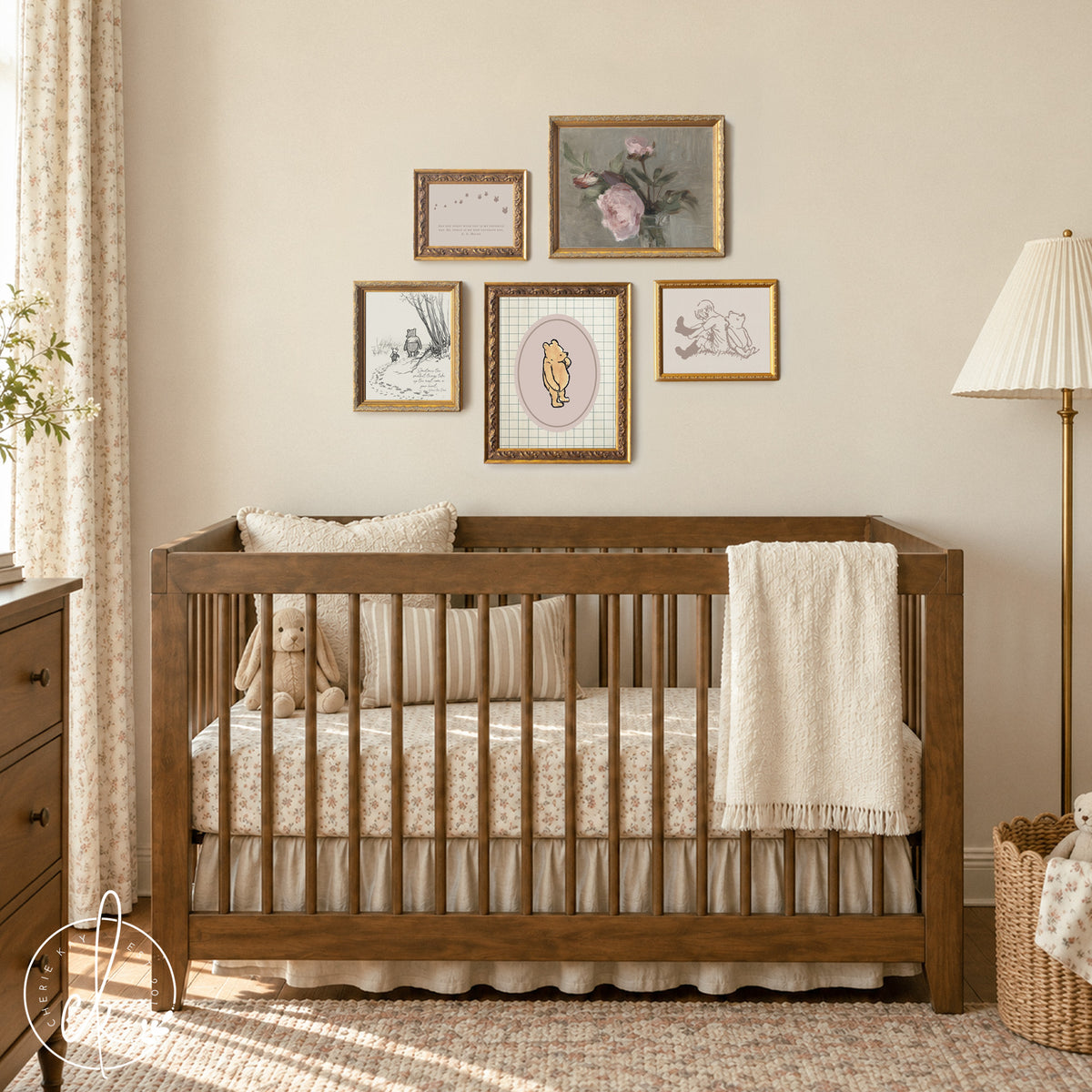 Winnie the Pooh Nursery Wall Art Set | Vintage Baby Girl Gallery Wall Prints | G36