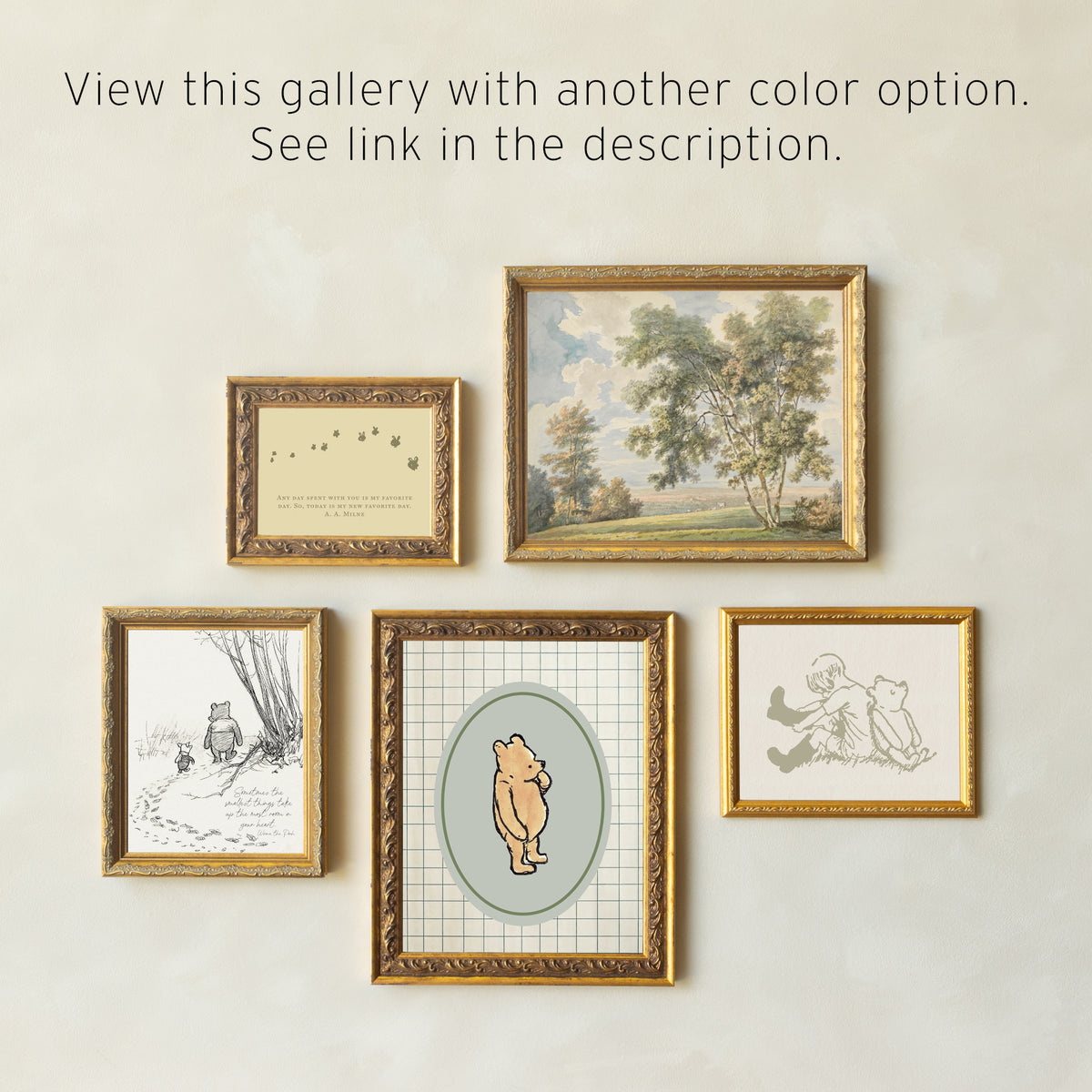 Winnie the Pooh Gallery Wall Art Set | Framed Nursery Decor | G26