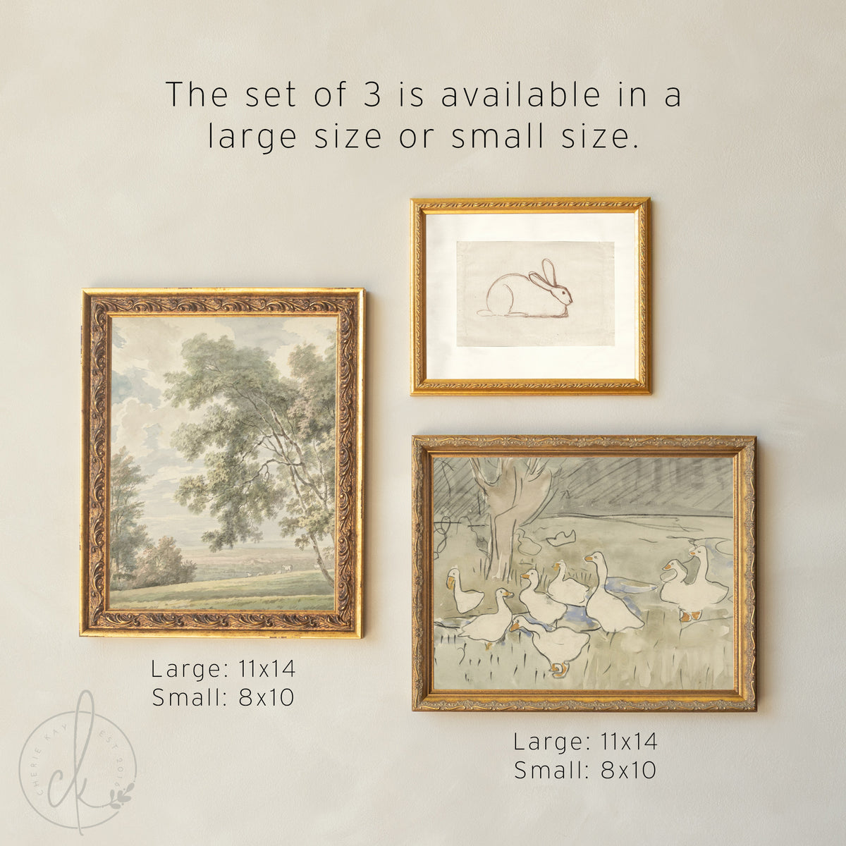 Animal Nursery Wall Art | Vintage Gallery Wall Set | Framed Animal Sketches | Neutral Nursery Decor | Gallery Wall Collection | G38