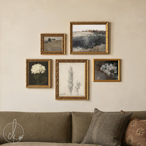 Antique Style Gallery Wall Set | Gold Framed Floral & Landscape Art | G40