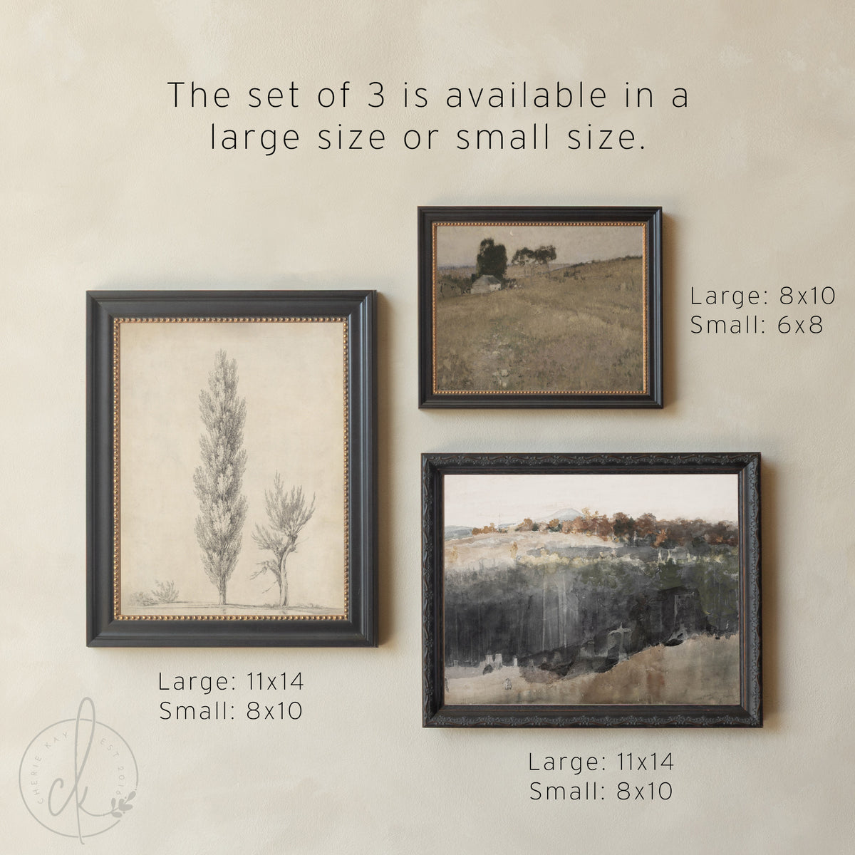 Antique Style Gallery Wall Set | Gold Framed Floral & Landscape Art | G40