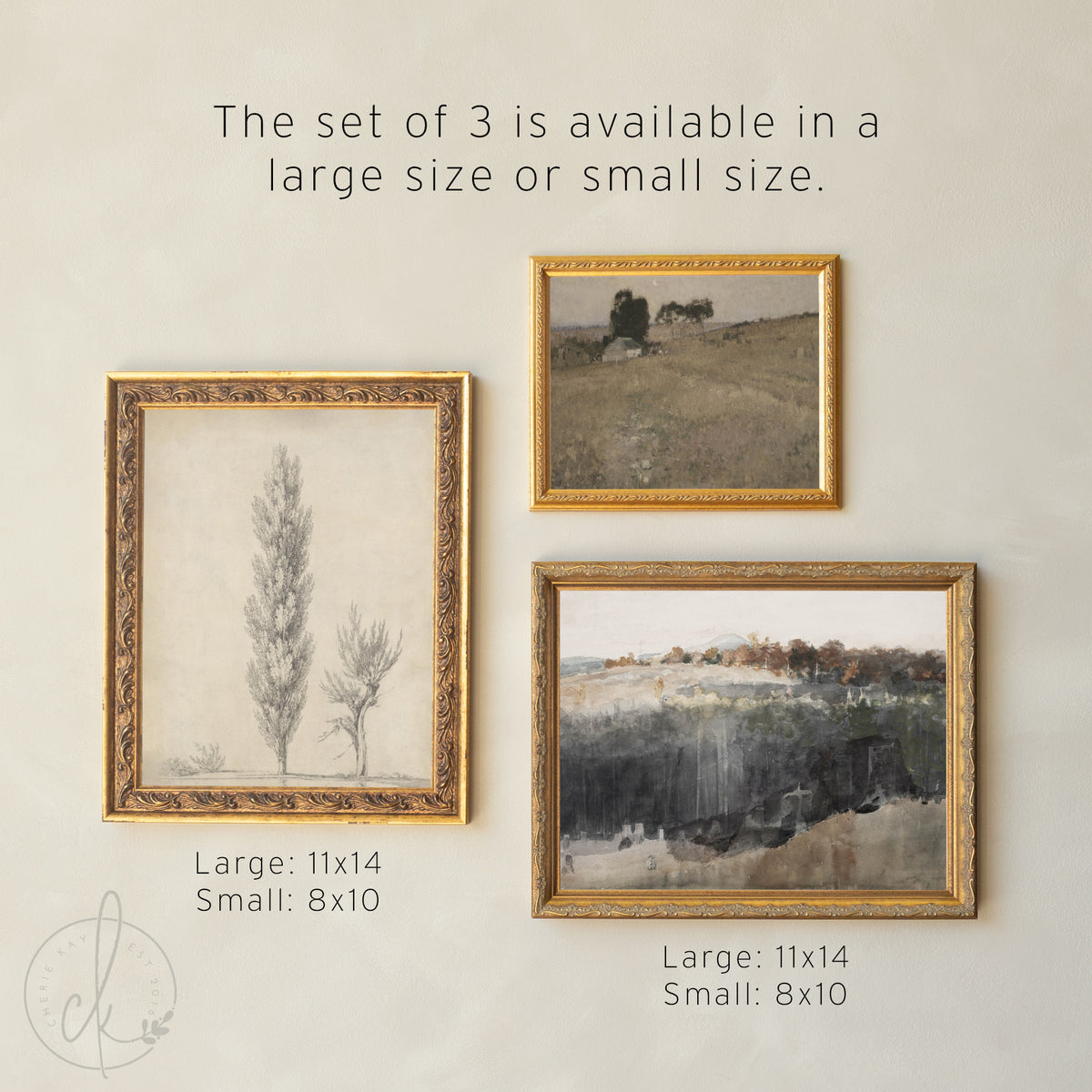 Antique Style Gallery Wall Set | Gold Framed Floral & Landscape Art | G40