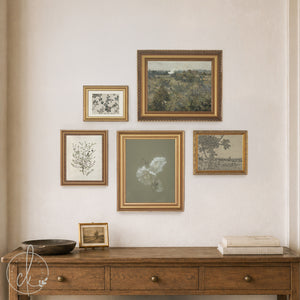 Gallery Wall Sets | Vintage Framed Canvas Art Set of 5 | Gold Frame Landscape and Botanical Prints | G41