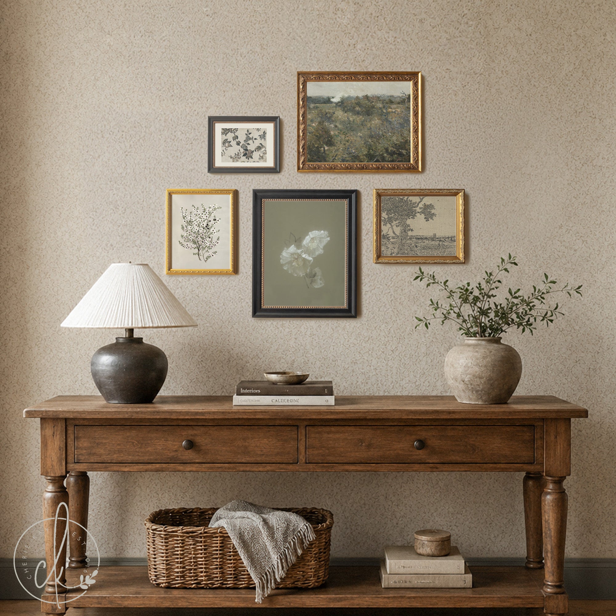 Vintage Botanical & Landscape Gallery Wall Frame Set