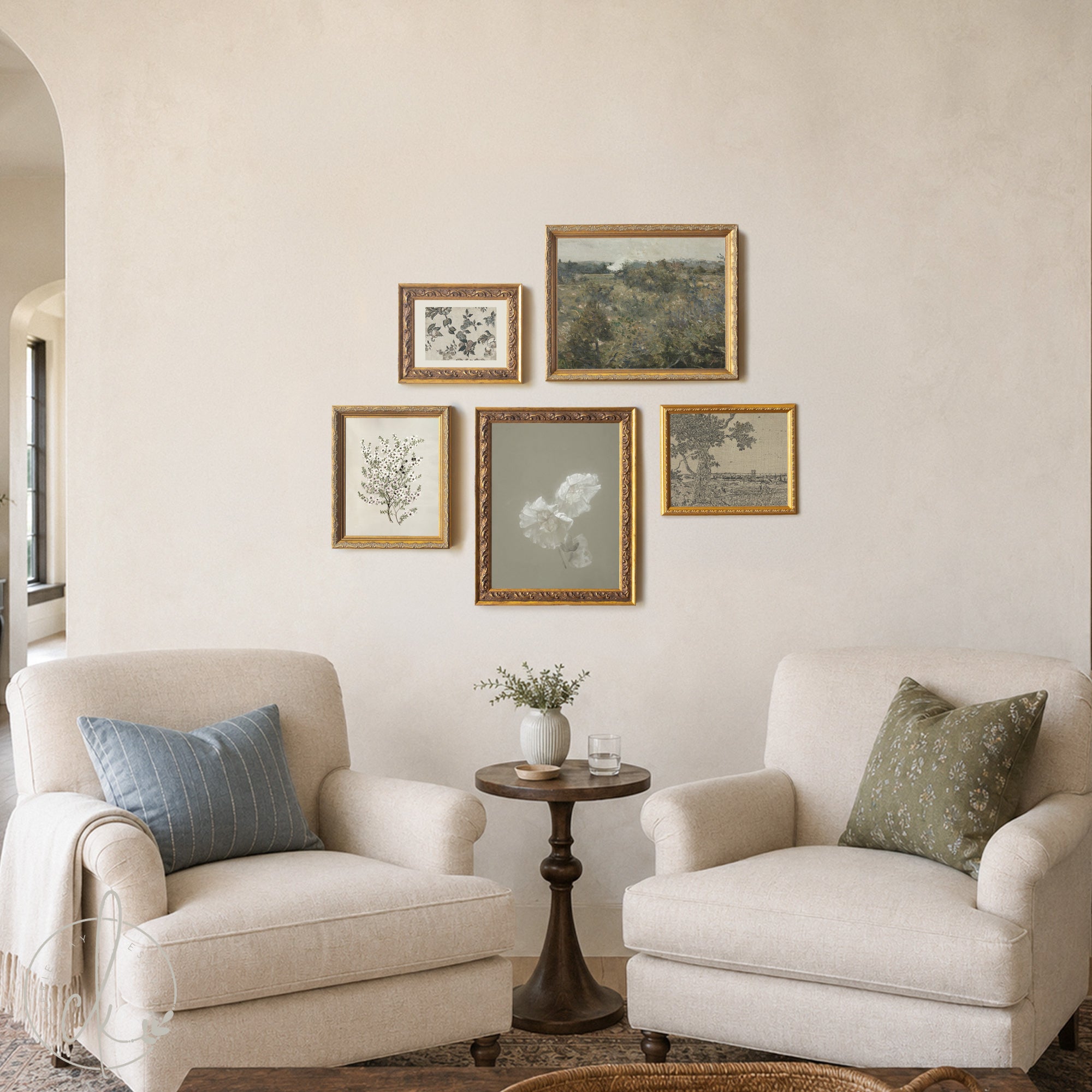 Vintage Botanical & Landscape Gallery Wall Frame Set