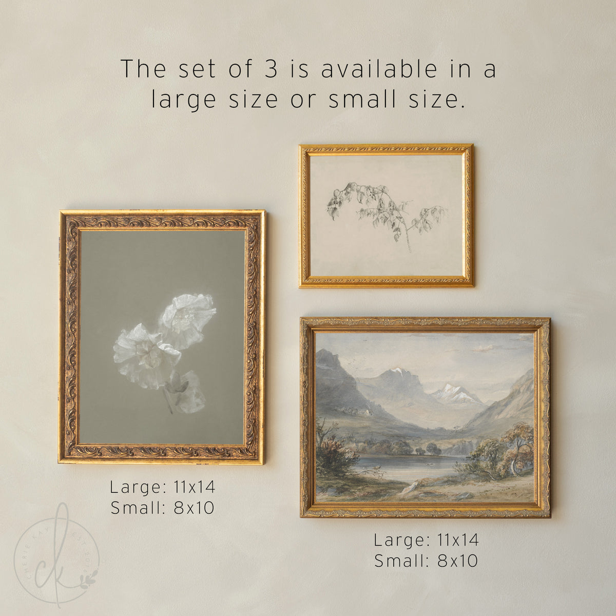 Living Room Wall Art | Framed Gallery Set | Vintage Landscape and Botanical Decor | G42