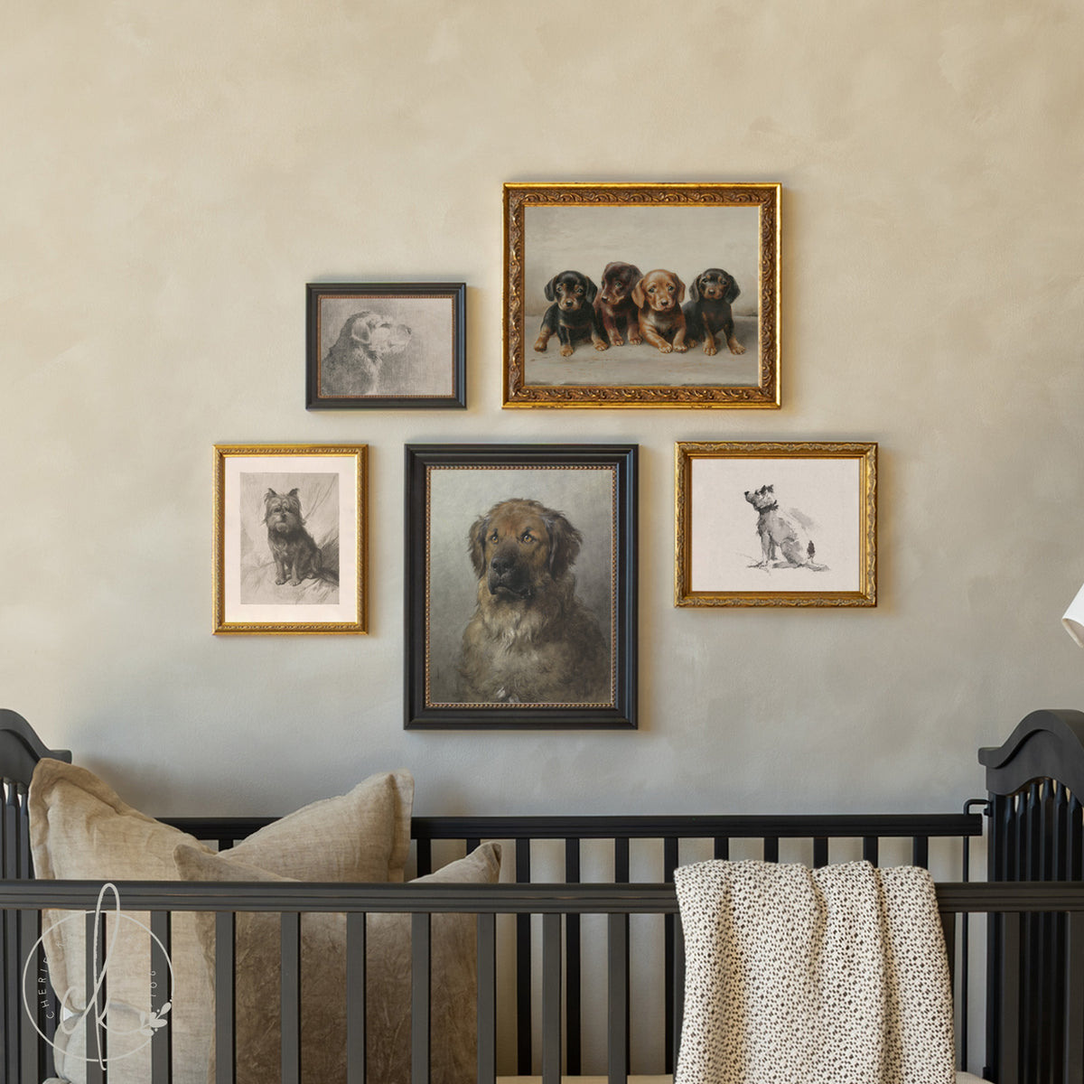 Dog Gallery Wall Set | Vintage Dog Portrait Art | Nursery Wall Decor | G44
