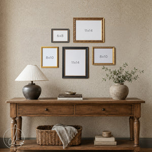 Antique Gold Picture Frame Set of 5 | Empty Ornate Frames for Your Own Art or Photos | Backboard & Acrylic, 6x8 to 11x14