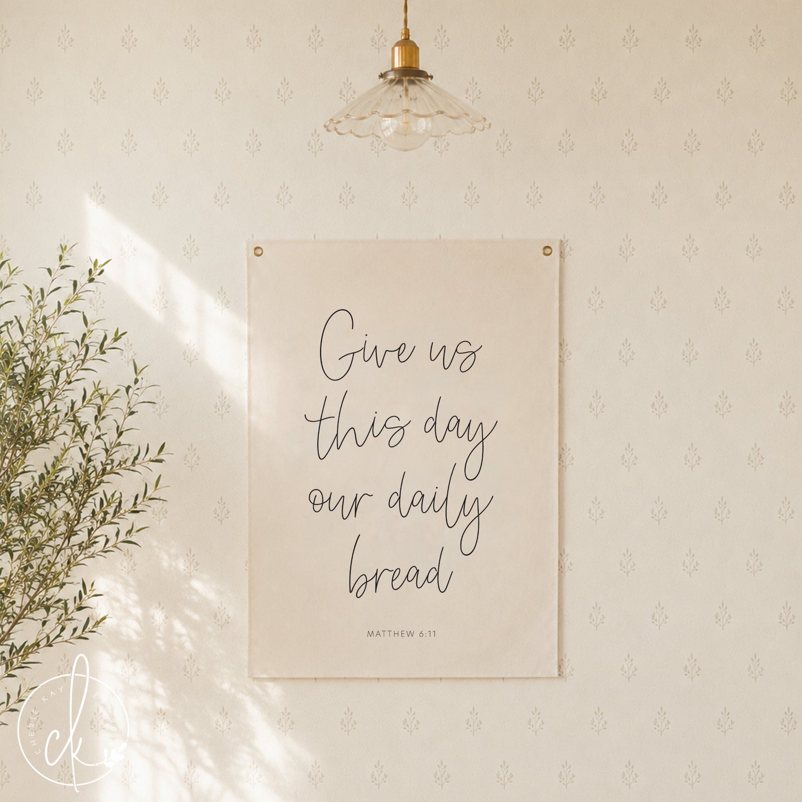 Give Us This Day Our Daily Bread | Canvas Flag | Wall Hanging | Kitchen Wall Decor | Dining Room Wall Art