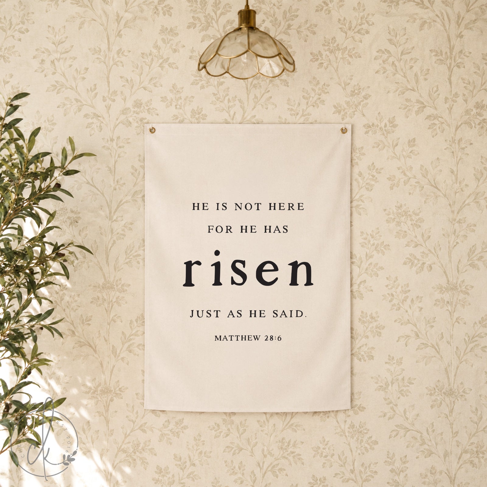 He is risen canvas banner