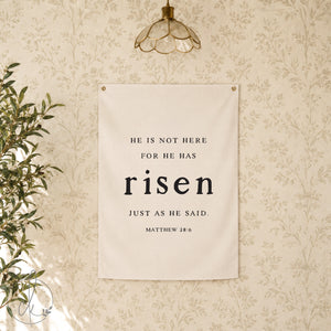 He is risen canvas banner