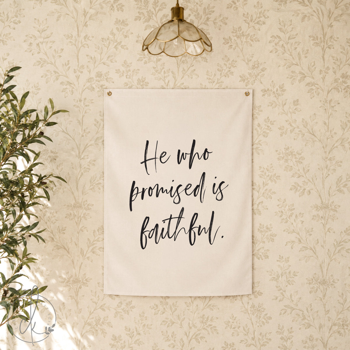 He Who Promised Is Faithful | Canvas Banner | Christian Wall Decor | Christian Home Decor | Canvas Flag | Inspirational Art