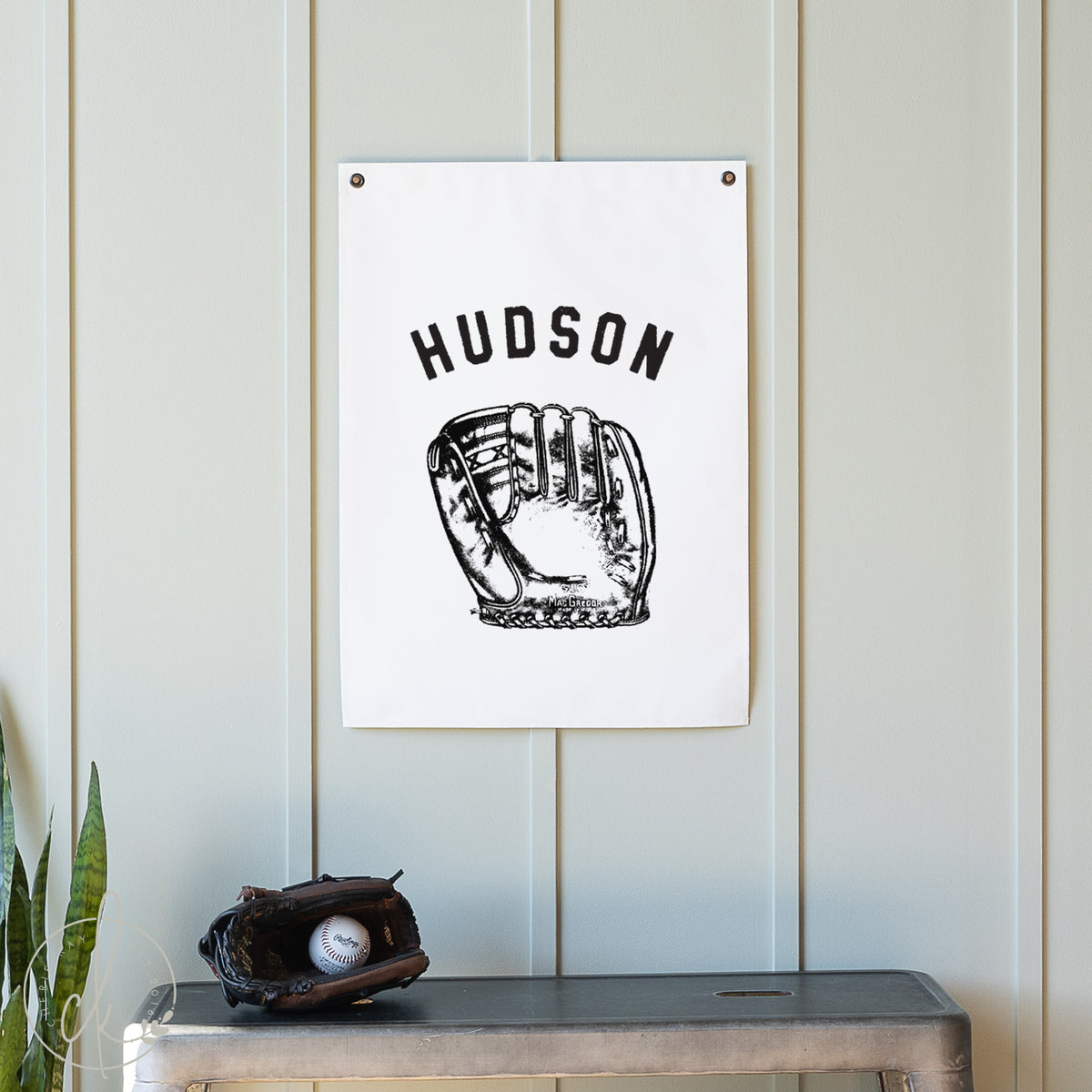 Personalized Baseball Glove Canvas Flag | Hudson | 42