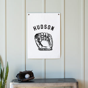 Personalized Baseball Glove Canvas Flag | Hudson | 42