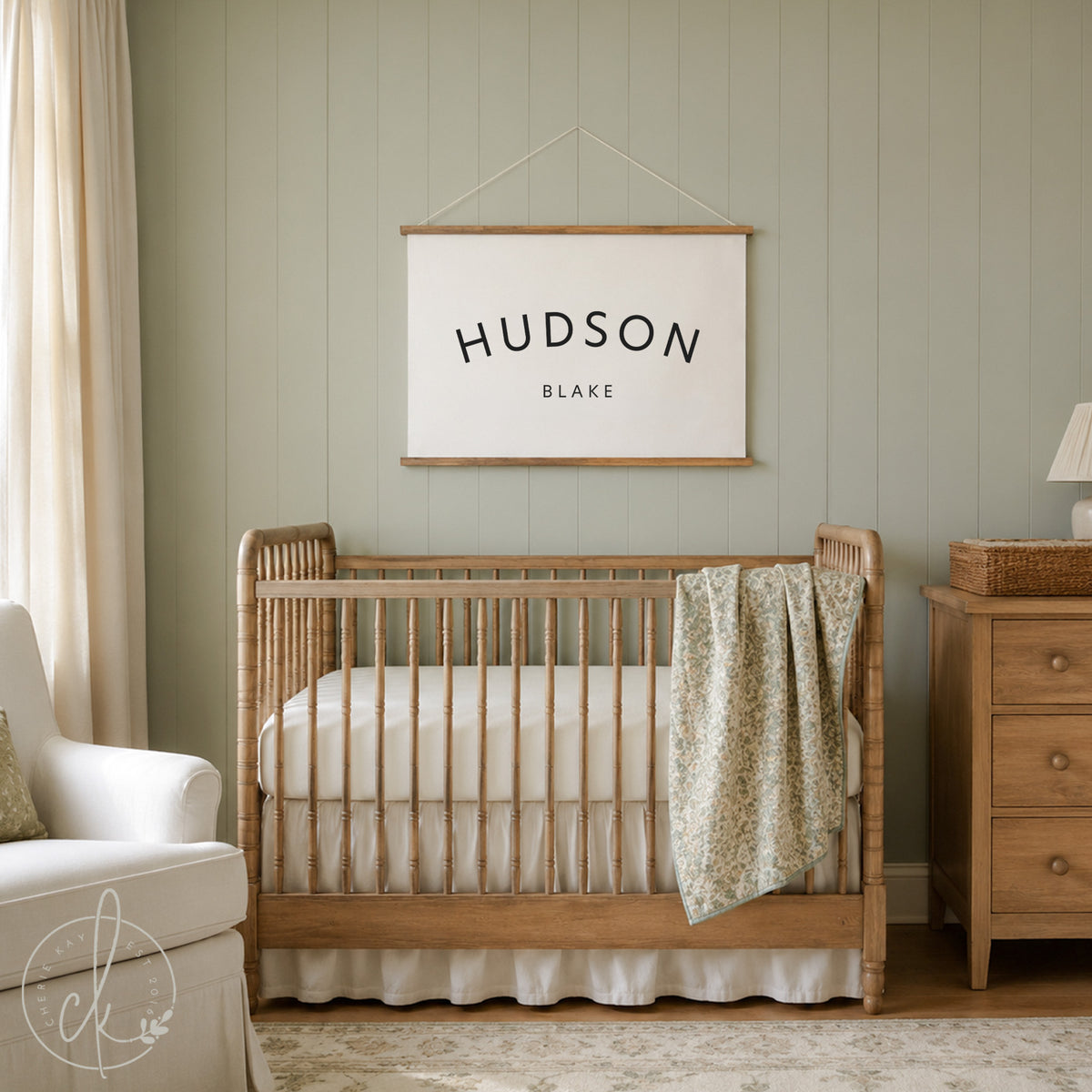 Custom Baby Name | Wall Hanging | Canvas Art | Personalized Baby Gift | Nursery Decor | Hudson Blake