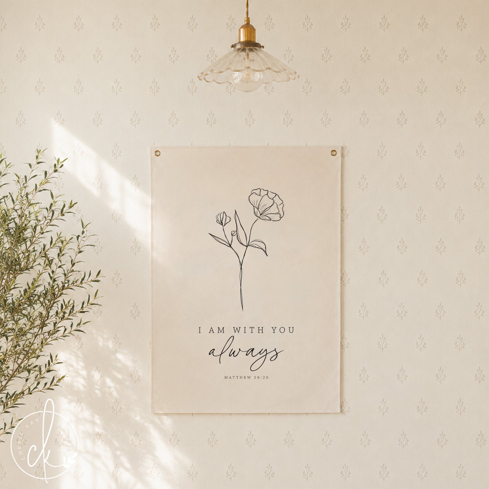 I Am With You Always | Banner Wall Hanging | Bible Verse Wall Art | Canvas Art | Matthew 28:20 | Christian Wall Art | Christian Gifts