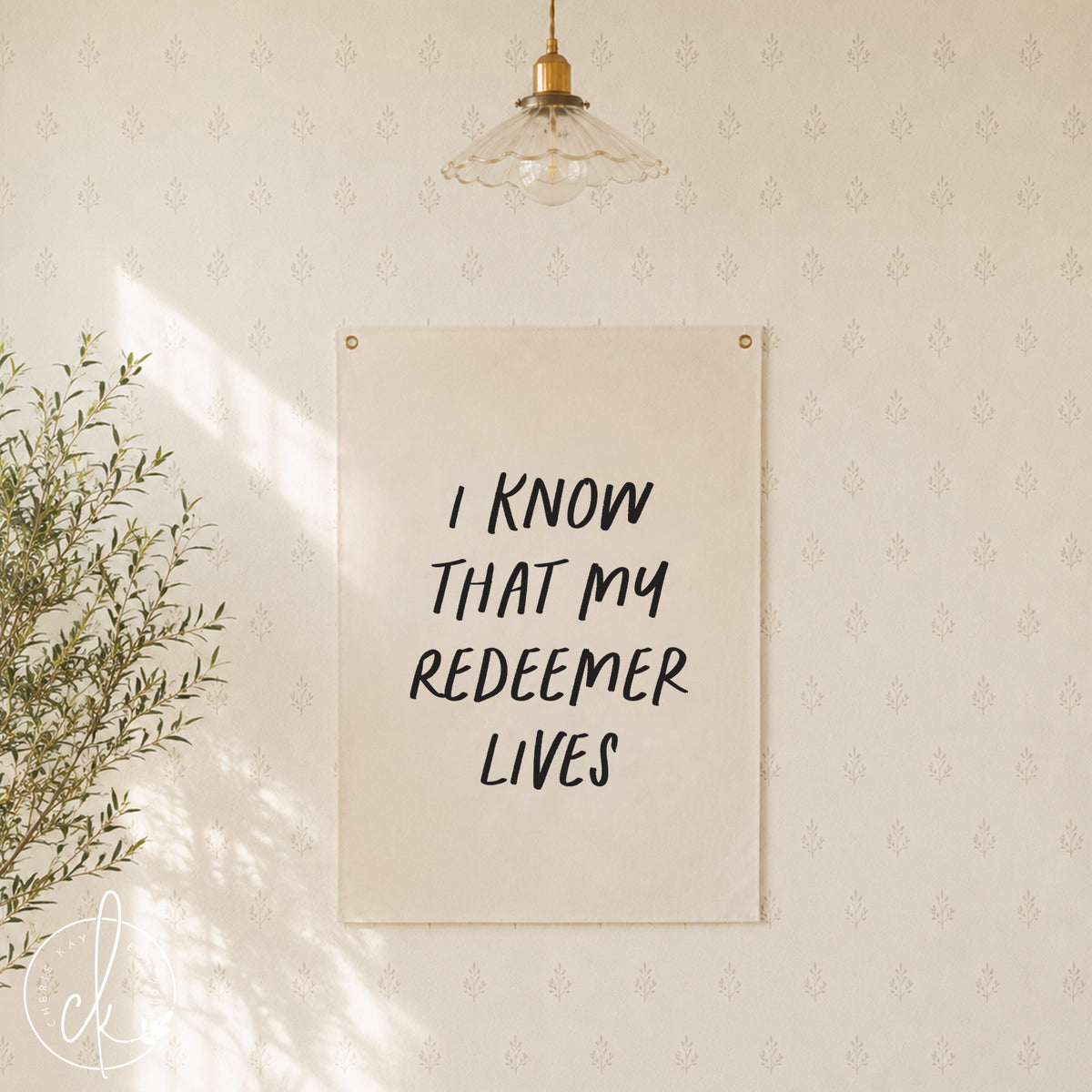 I Know That My Redeemer Lives | Canvas Flag |  Easter Home Decor | Christian Wall Decor | Canvas Scripture Sign