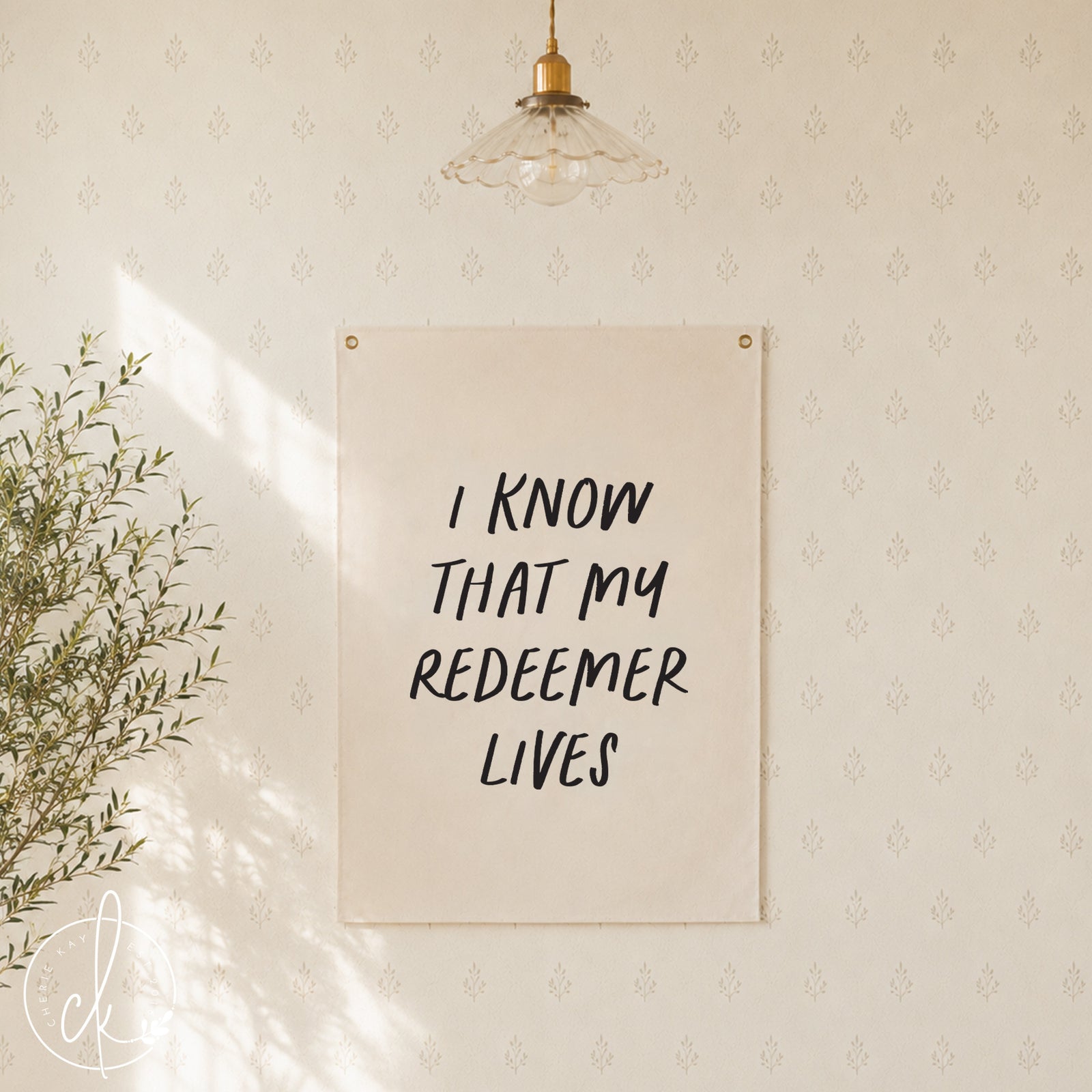 I Know That My Redeemer Lives | Canvas Flag |  Easter Home Decor | Christian Wall Decor | Canvas Scripture Sign