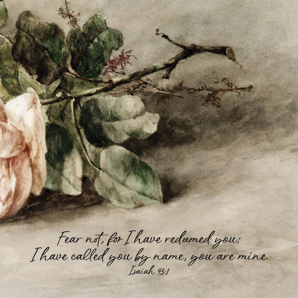Christian Floral Wall Art | Isaiah 43:1 Bible Verse Print | Vintage Botanical Art | Framed Inspirational Scripture for Living Room | W109