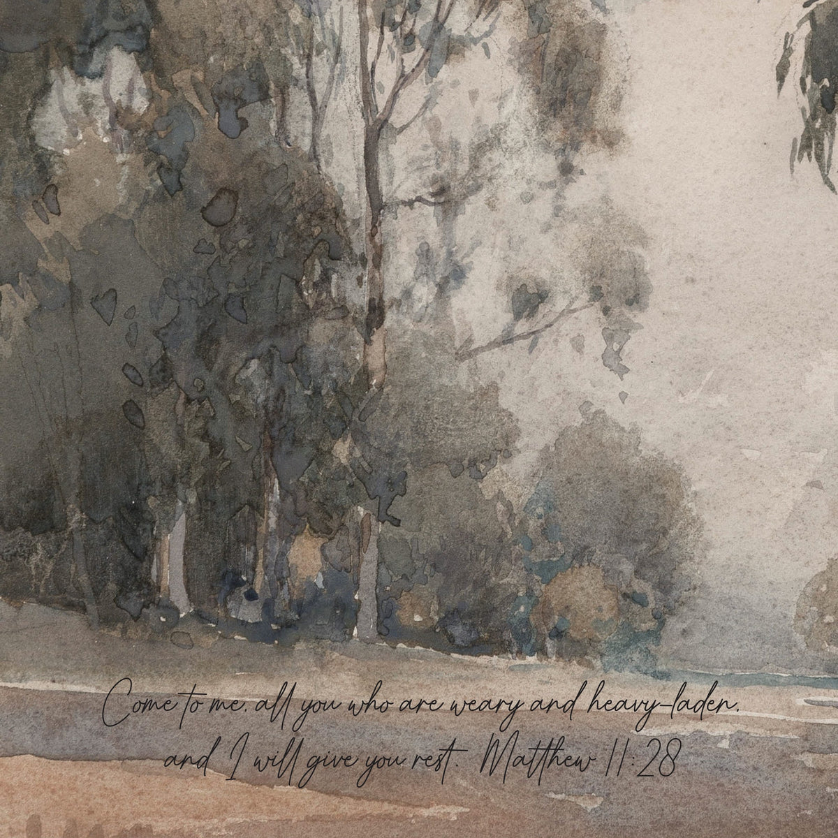 Vintage Bible Verse Wall Art | Come to Me - Matthew 11:28 Landscape Wall Decor | T47