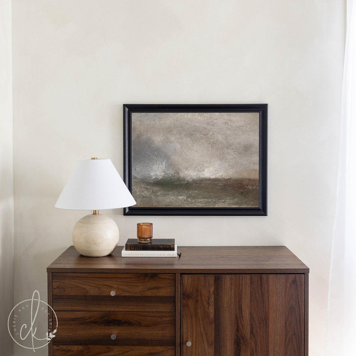 Modern Abstract Landscape Wall Art | Moody Abstract Artwork | Framed Wall Art for Living Room | Neutral Tones Canvas Artwork | N100