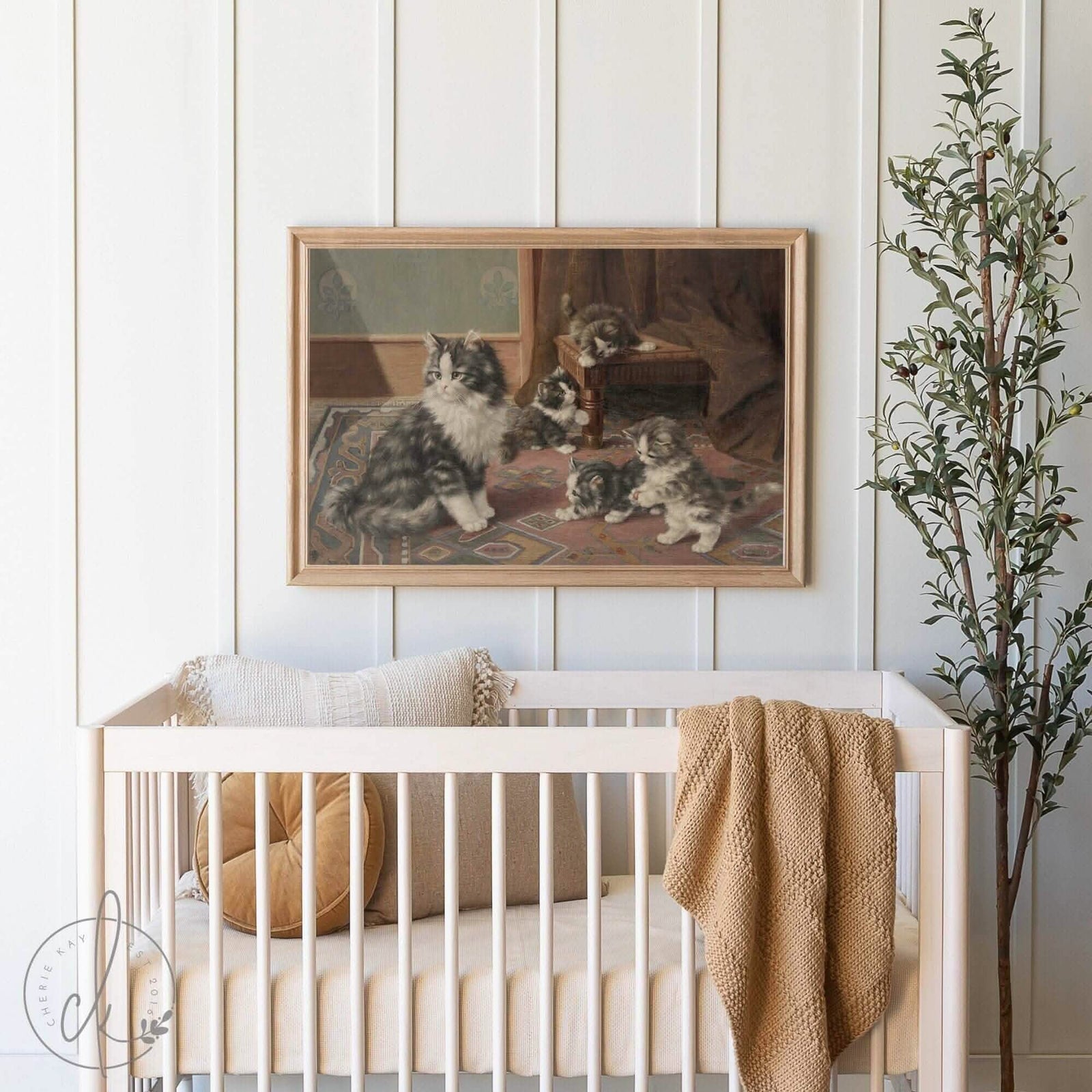 Vintage Cat Painting | Wood Framed Canvas | N124