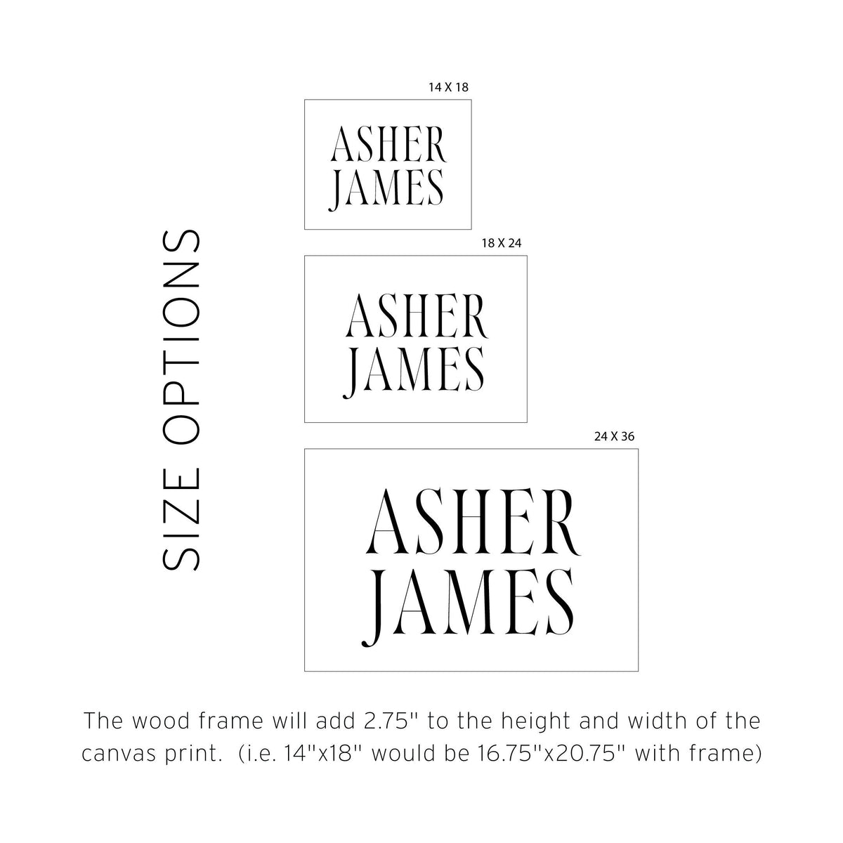 Name Sign For Nursery | Wood Framed Canvas | Vintage Nursery Decor | Personalized Baby Room Decor | Kid&#39;s Room Name Sign | Asher James