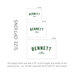 Personalized Kids Room Decor | Wood Framed Canvas | Nursery Name Wall Art | Above Crib Wall Decor | Boy Room Art | Bennett Miles