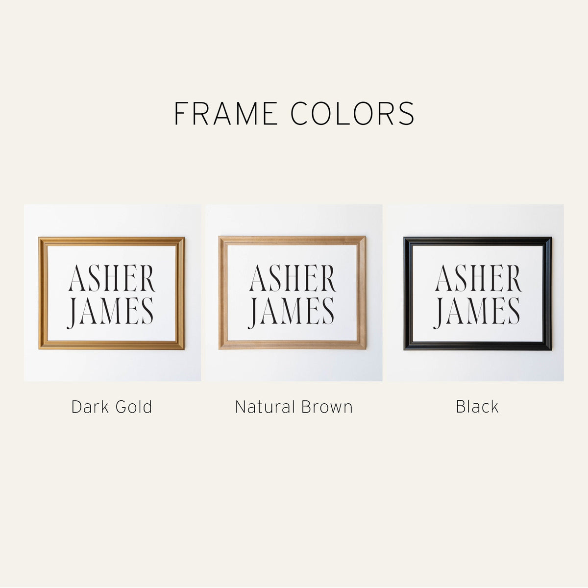 Name Sign For Nursery | Wood Framed Canvas | Vintage Nursery Decor | Personalized Baby Room Decor | Kid&#39;s Room Name Sign | Asher James