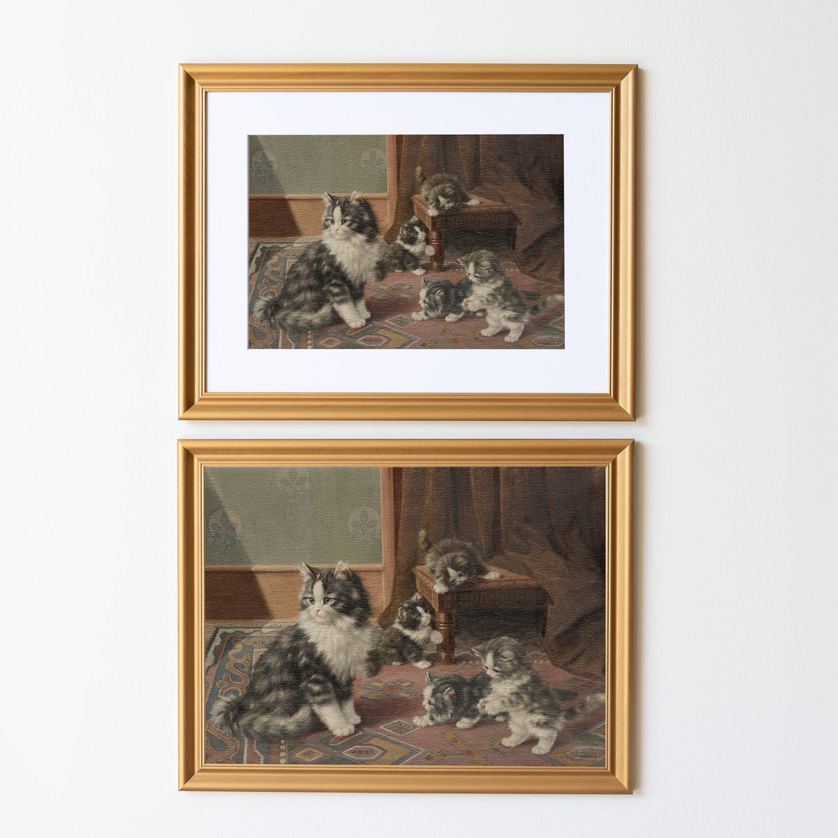 Vintage Cat Painting | Wood Framed Canvas | N124