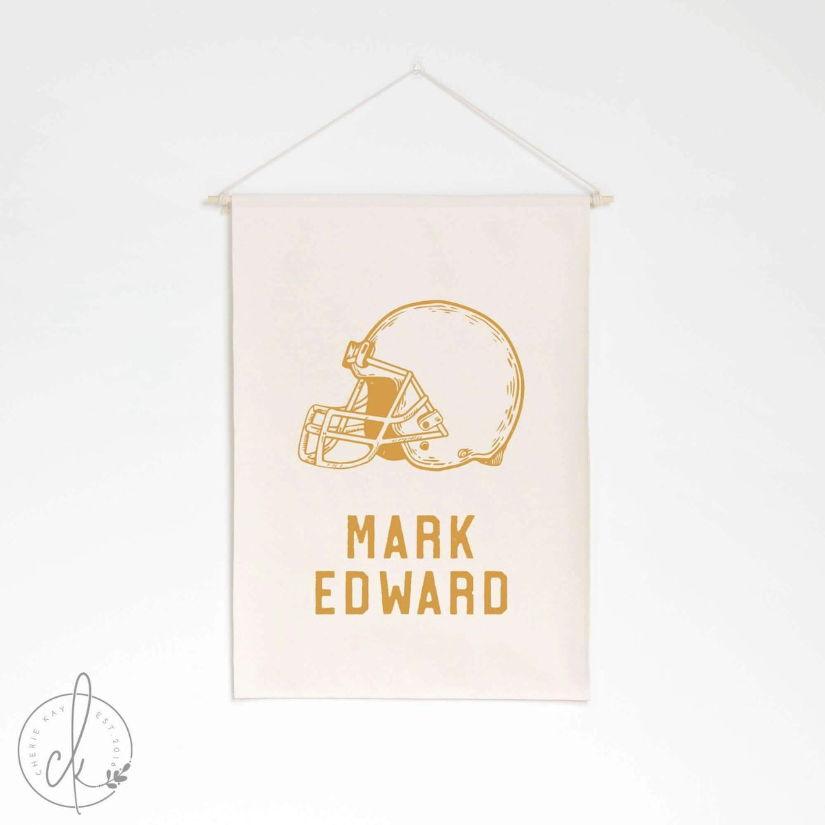 Personalized Boys Room Football Helmet Canvas Sign Dowel Rod / White / 20 x 28