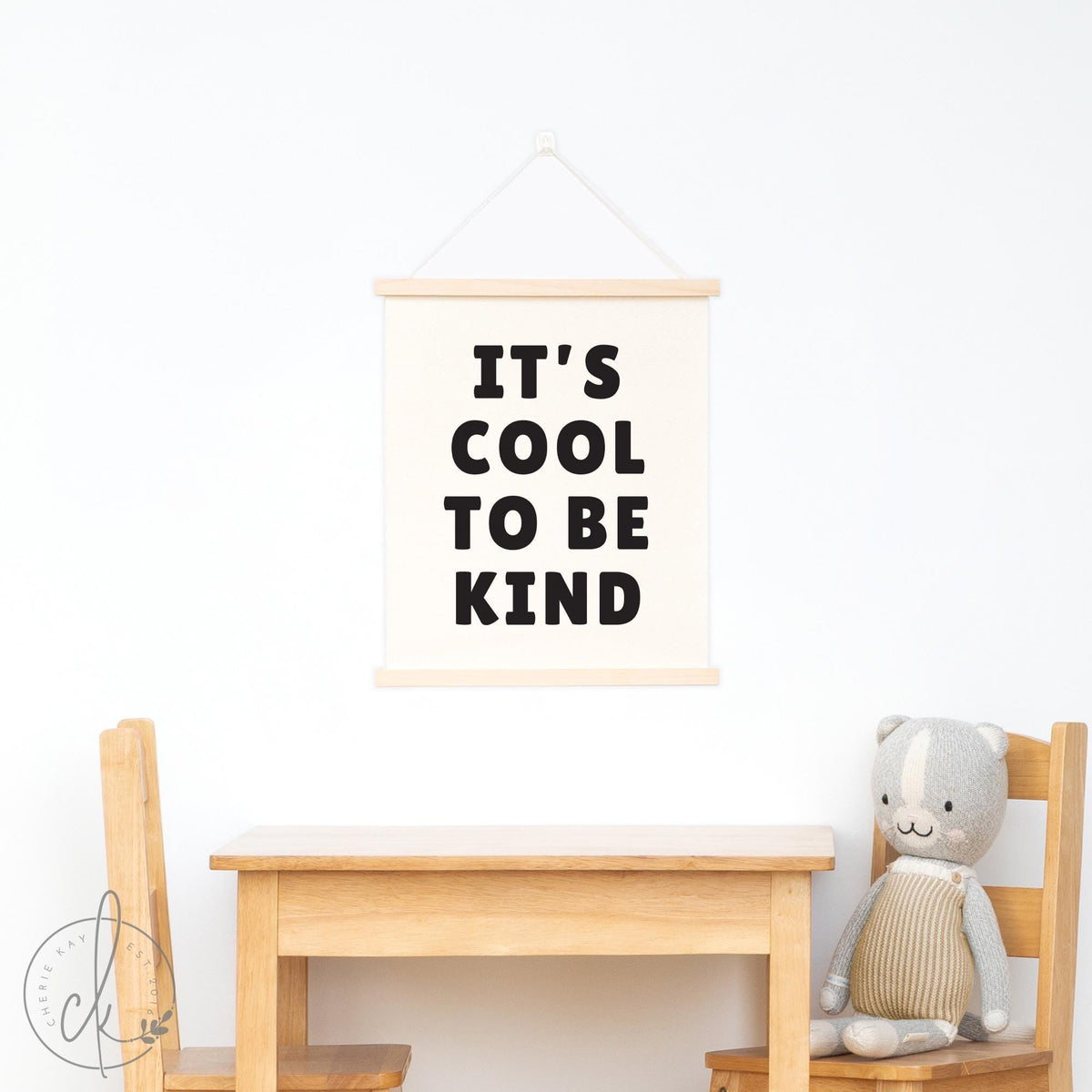 It&#39;s Cool to Be Kind Canvas | Positive Affirmation Wall Decor for Kids Room, Nursery, Playroom | Inspirational Art for Boys and Girls | 52