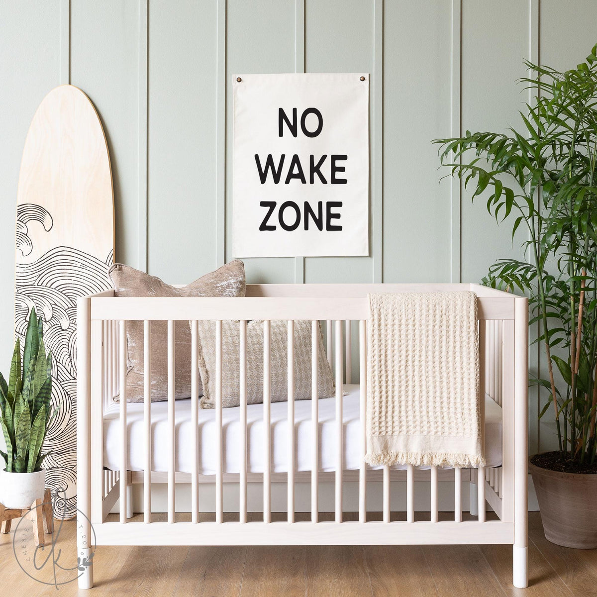 Nautical Baby Room Decor | NO WAKE ZONE Canvas Sign | Coastal Nursery Wall Art | Beach Themed Baby Gift Idea | 45