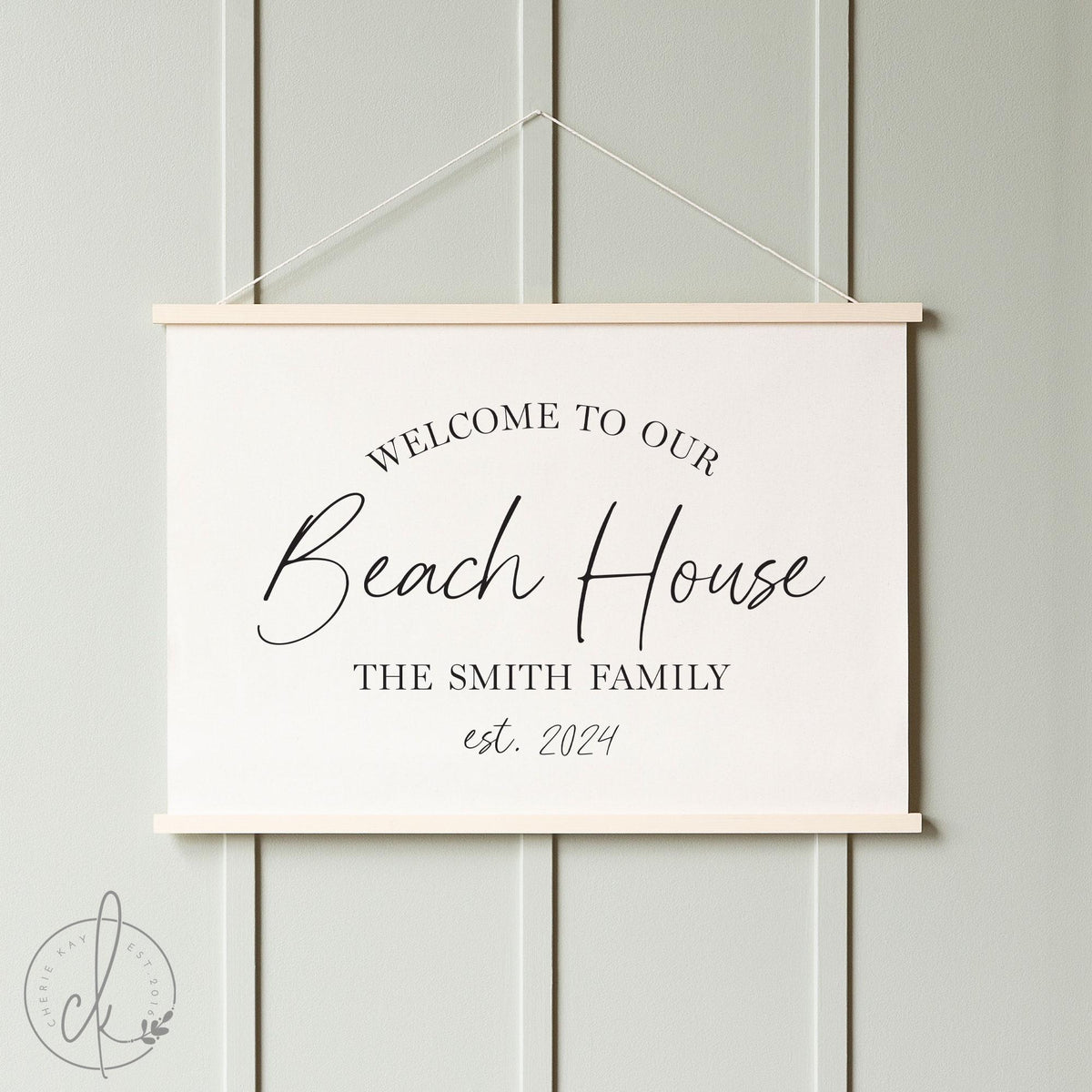Personalized Beach House Welcome Banner | Custom Family Name &amp; Established Year Sign | Coastal Home Decor | Housewarming Gift | 62