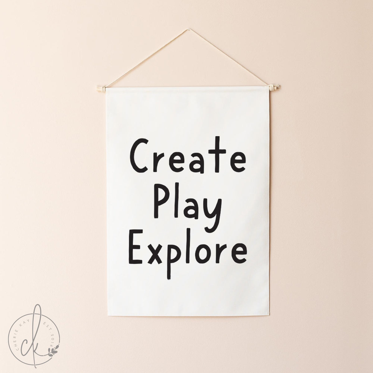 Create Play Explore Canvas Sign - Kids Room, Playroom, or Classroom Wall Art | Inspirational Minimalist Decor for Creative Spaces | 71