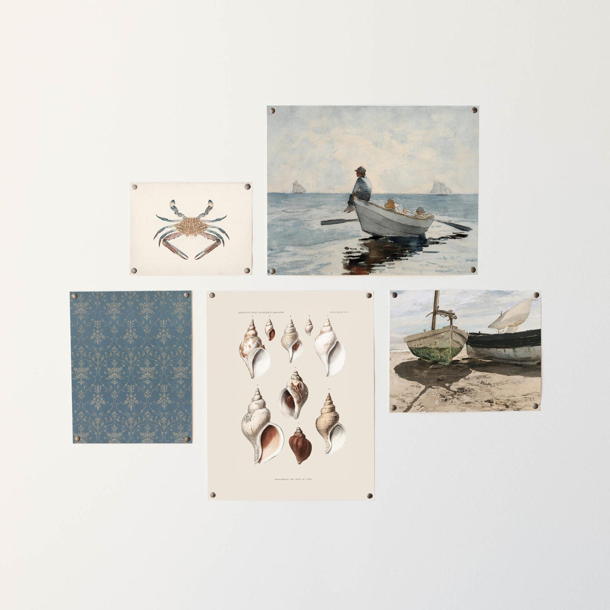Coastal Vintage Art Collage | Nautical Gallery Wall | G5