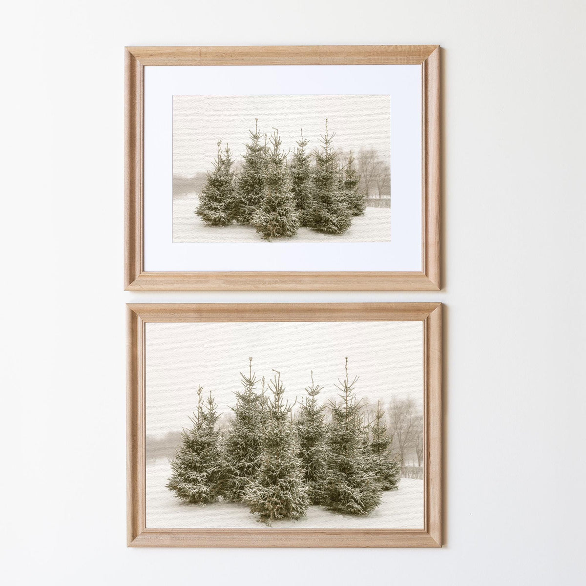 Framed Christmas Wall Art | Snow-Covered Pine Trees Winter Scene | Farmhouse Style Holiday Decor | Cozy Home Wall Decor | N216