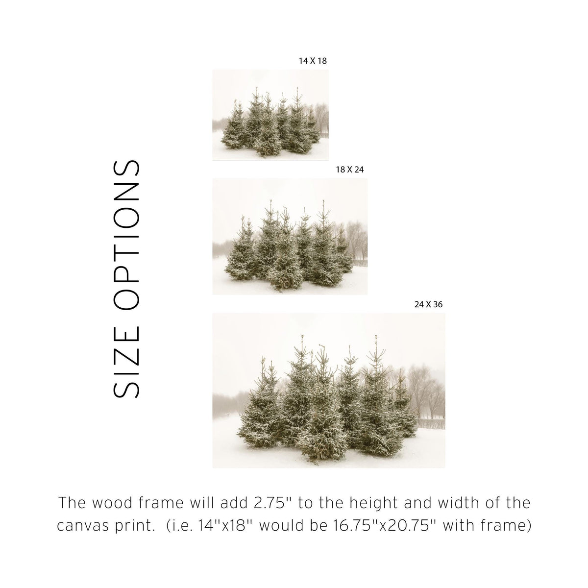 Framed Christmas Wall Art | Snow-Covered Pine Trees Winter Scene | Farmhouse Style Holiday Decor | Cozy Home Wall Decor | N216