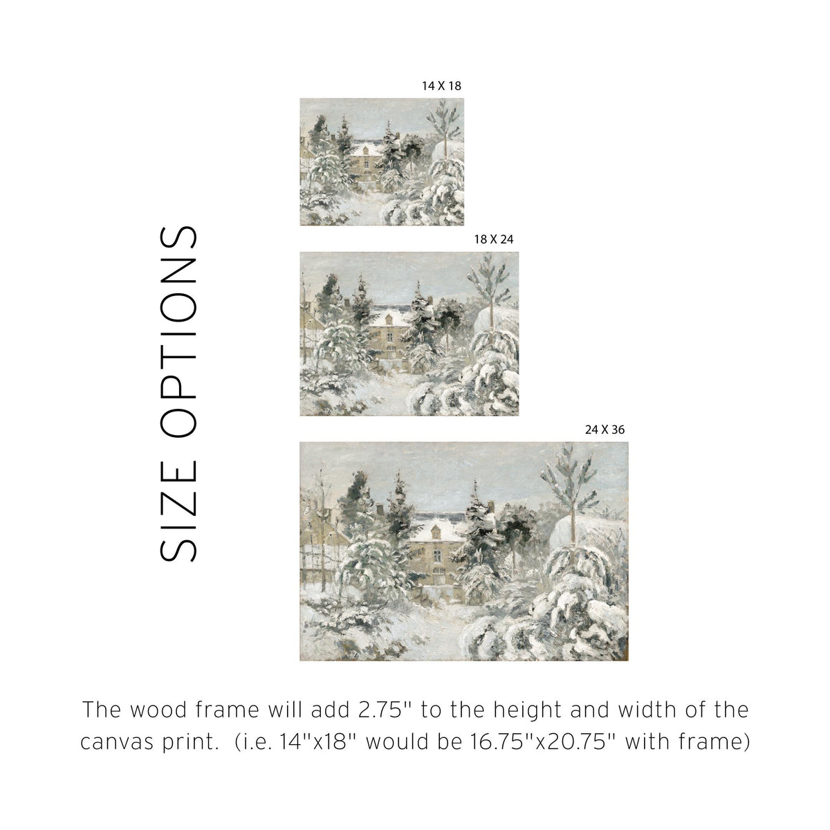 Winter Cottage Landscape Print | Rustic Snowy Pine Trees Wall Art | Cozy Vintage Christmas Farmhouse Decor for Living Room | N217