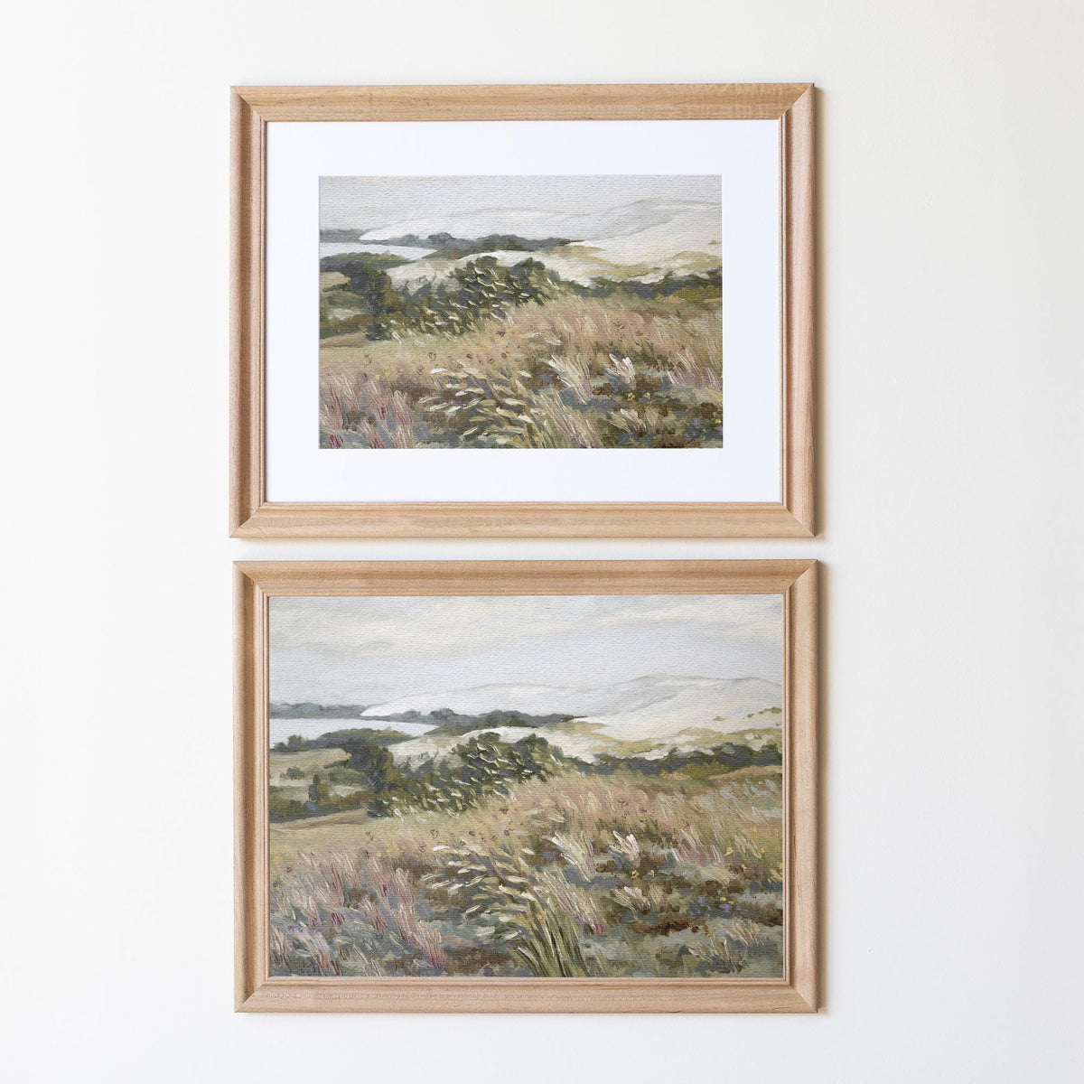 Framed Meadow Landscape Wall Art | Serene Country Scenery Painting | N225