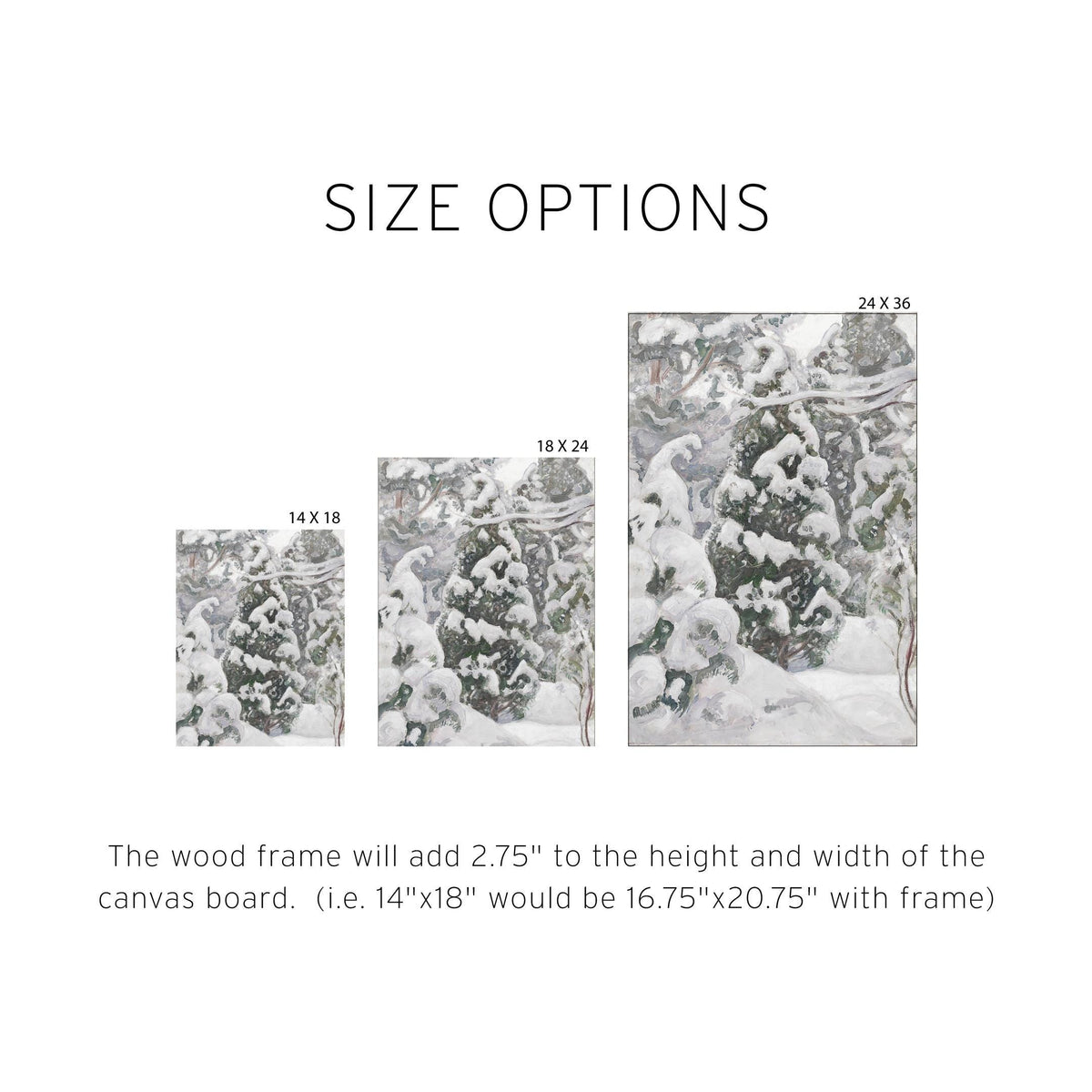Framed Winter Wall Art | Snowy Pine Tree Landscape | Christmas Wall Decor | Winter Scene Print | Cozy Cabin Decor | N227