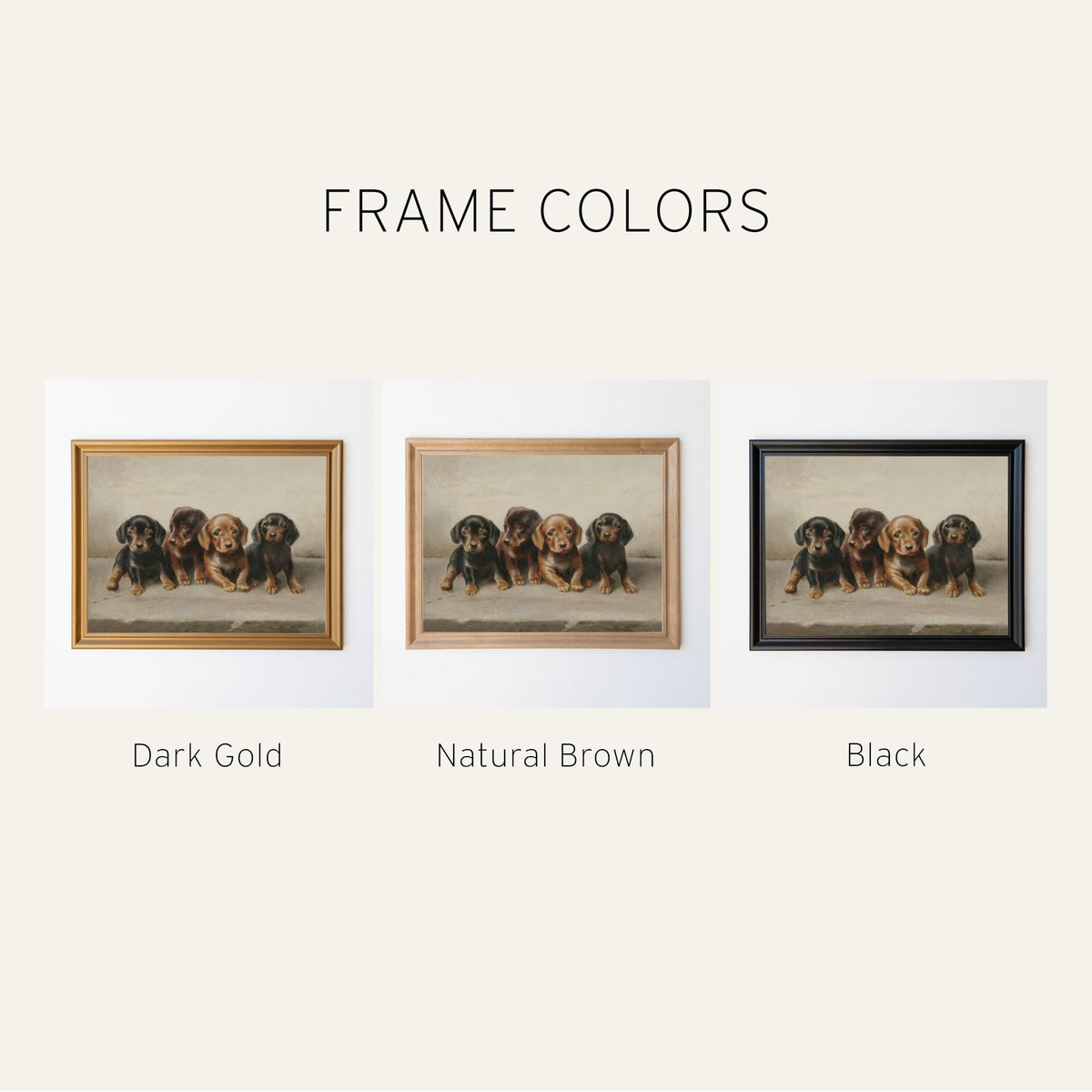 Vintage Puppy Nursery Wall Art | Wood Framed Dog Print | Cute Animal Nursery Decor for Baby Room, Kids Bedroom, or Playroom | N238