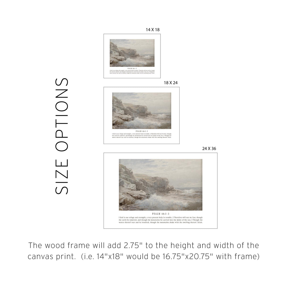 Framed Coastal Landscape Painting with Psalm 46:1-3 | Christian Wall Art | Scripture Decor | Bible Verse Inspirational Home Decor | N214