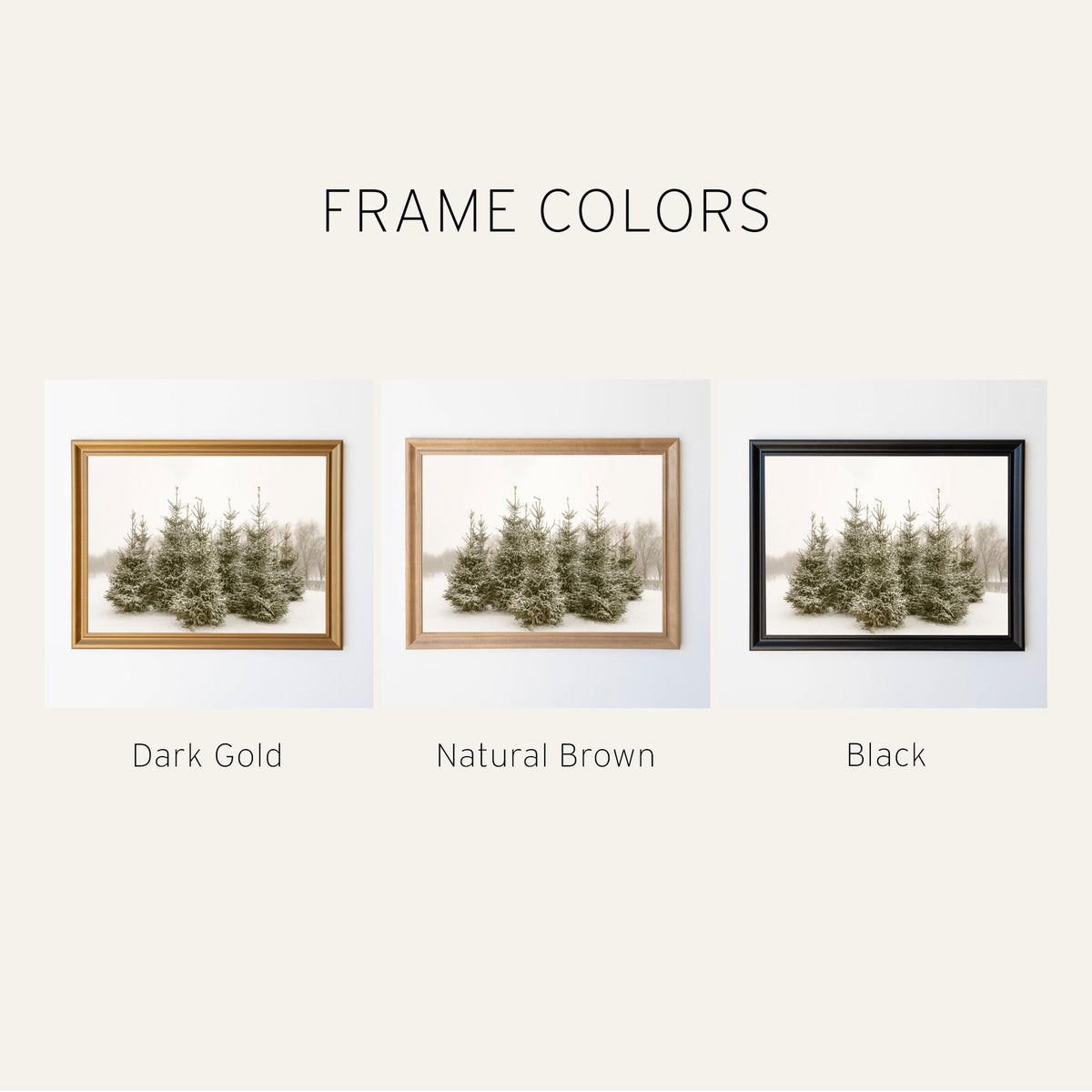 Framed Christmas Wall Art | Snow-Covered Pine Trees Winter Scene | Farmhouse Style Holiday Decor | Cozy Home Wall Decor | N216